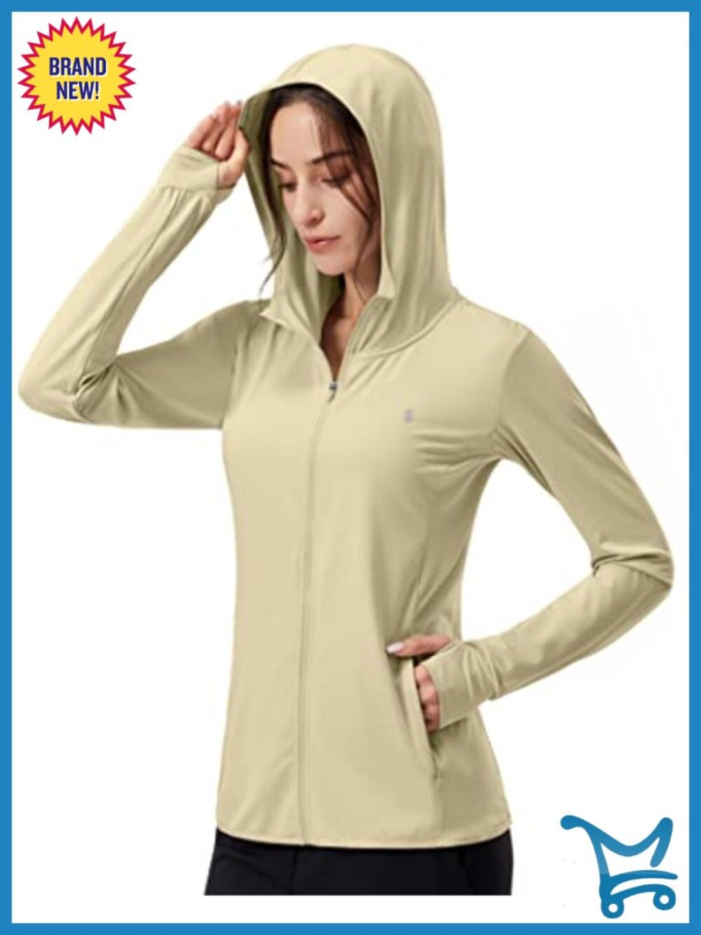 UPF 50+ Sun Protection Hoodie Shirt Lightweight 95% Polyester 5% Spandex